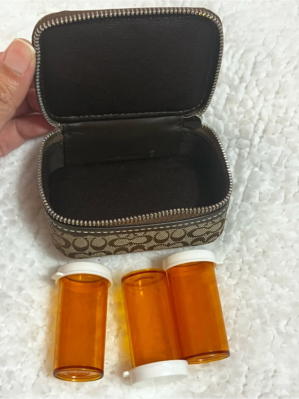 Coach Signature Monogram Pill Case in Brown/Tan